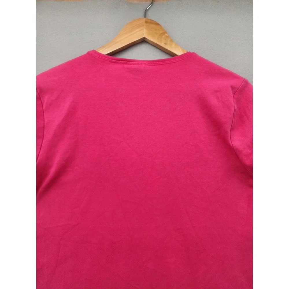 Chicos Pink V-Neck Short Sleeve T-Shirt Cotton Stretch Tee Womens‎ Size 1 Medium